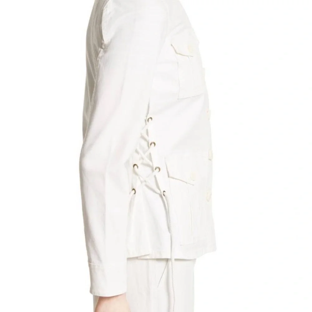 TORY BURCH Sgt. Pepper Utility Jacket w/ Lace-Up Sides in Chalk Sz XS